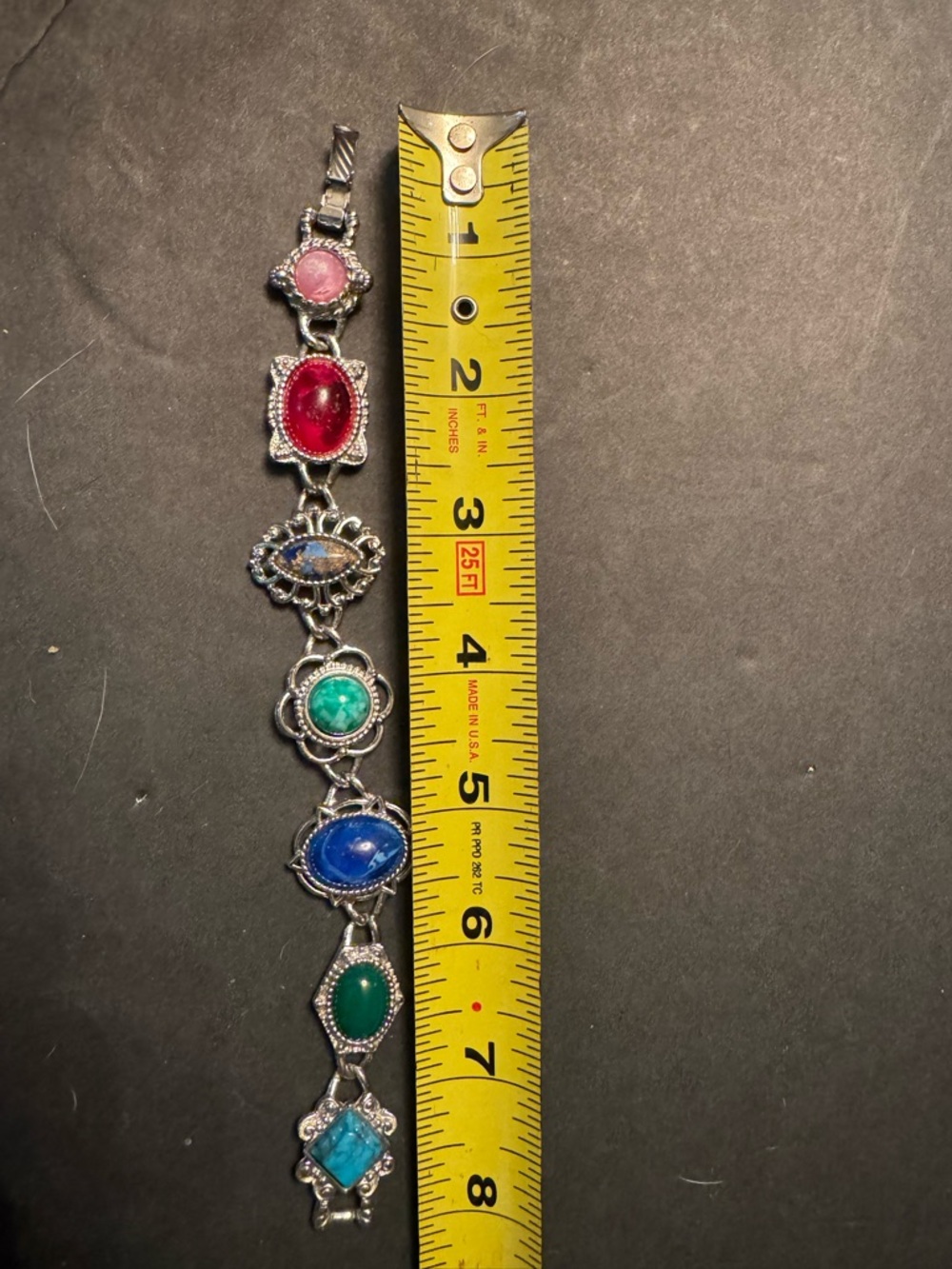 Sarah Coventry Multicolor Cabochon Silver-Tone Link Bracelet - Picture 5 of 5